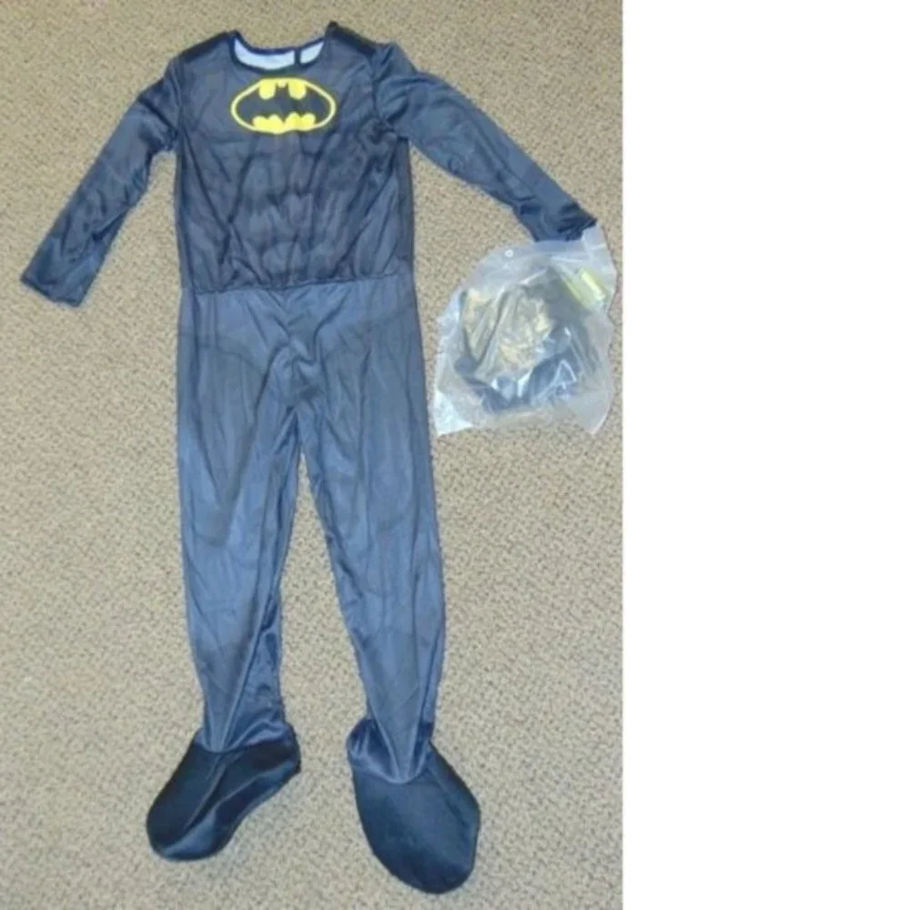 Batman Halloween Costume 12/14 Jumpsuit w/ Boot Tops, Mask, Cape Boys DC Comics